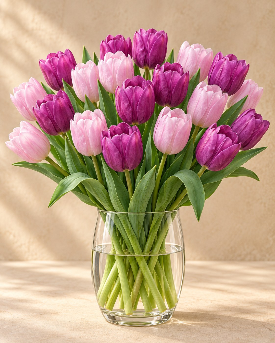 Tulpen Candy Purple Prince mix in bloei in een vaas