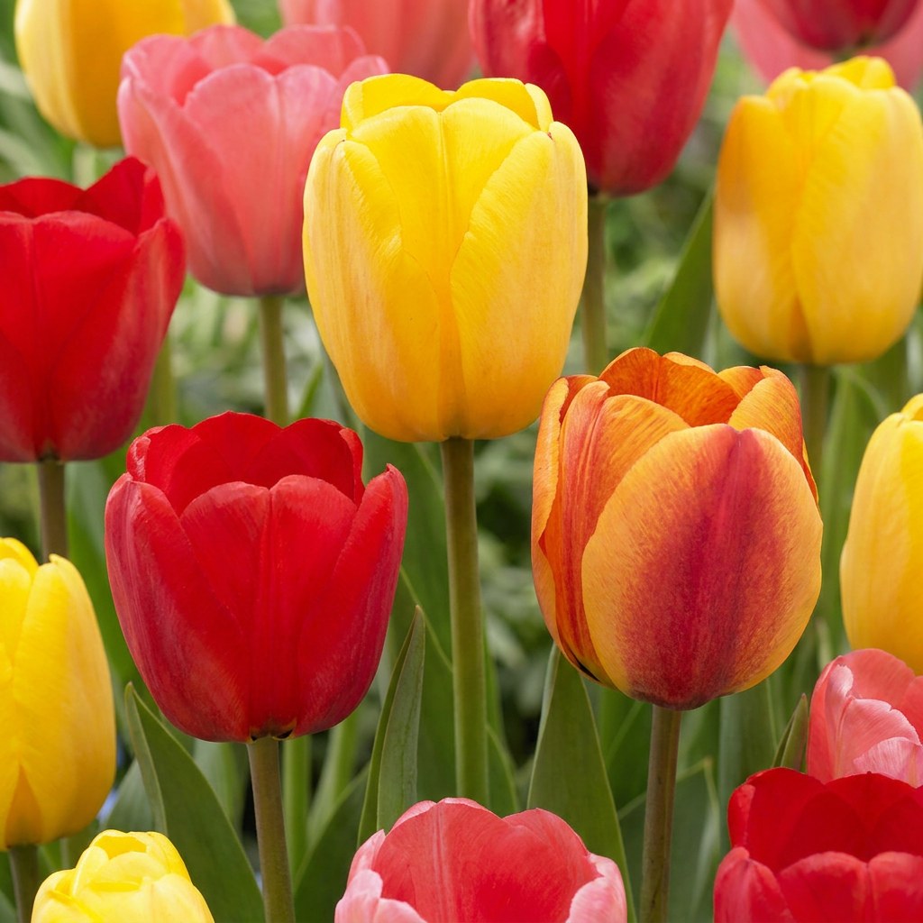 Tulpen Darwin Hybride mix in bloei