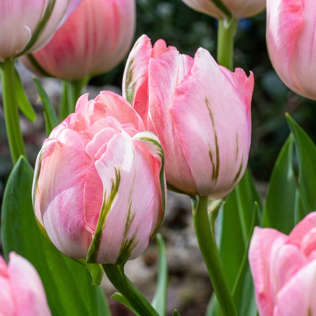 Tulpanlökar Double Pink i blom