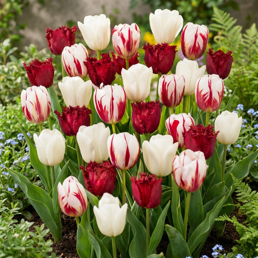 Bulbos de tulipán Dutch Design en flor en el jardín