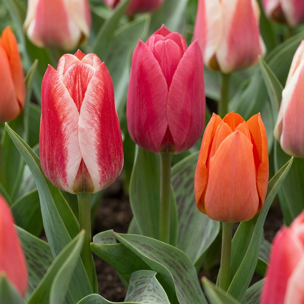 Bulbos de tulipán Greigii mix en flor