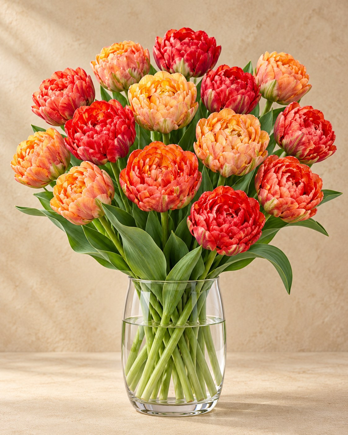 Tulpen Gudoshnik Double in bloei in een vaas