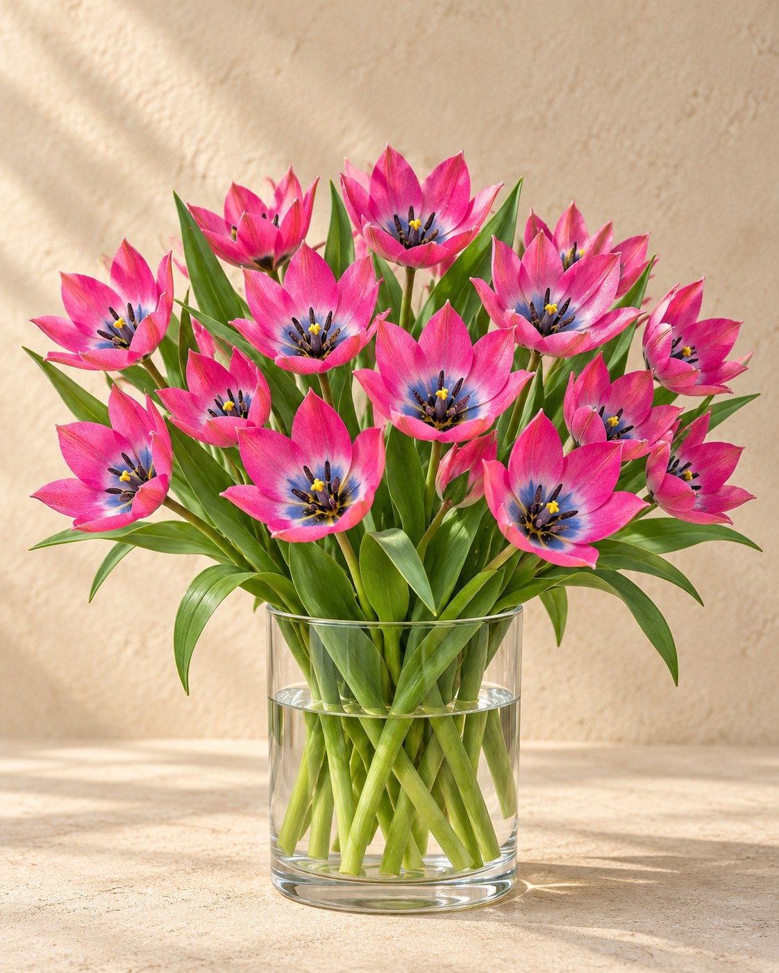 Tulipanløg Little Beauty i blomst i en vase