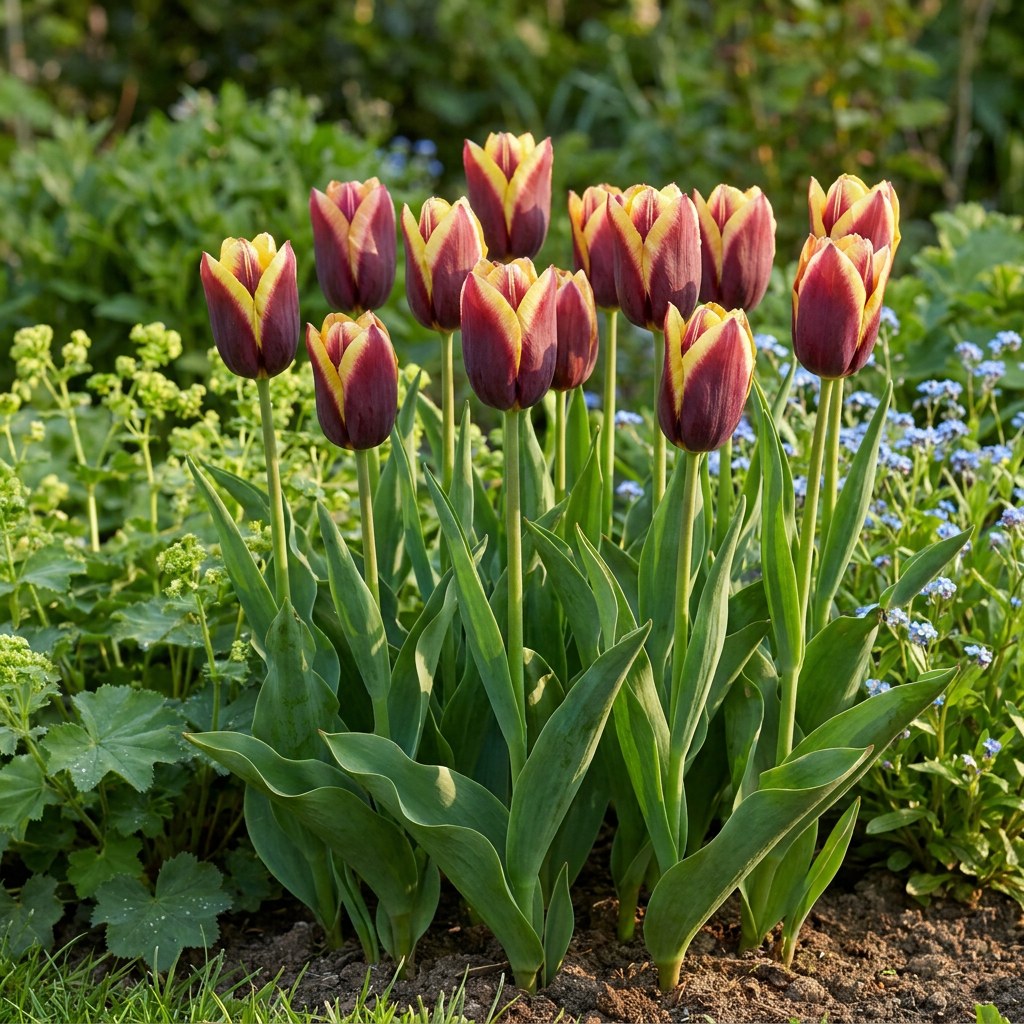 Tulpen My Favourite Topping in bloei in de tuin