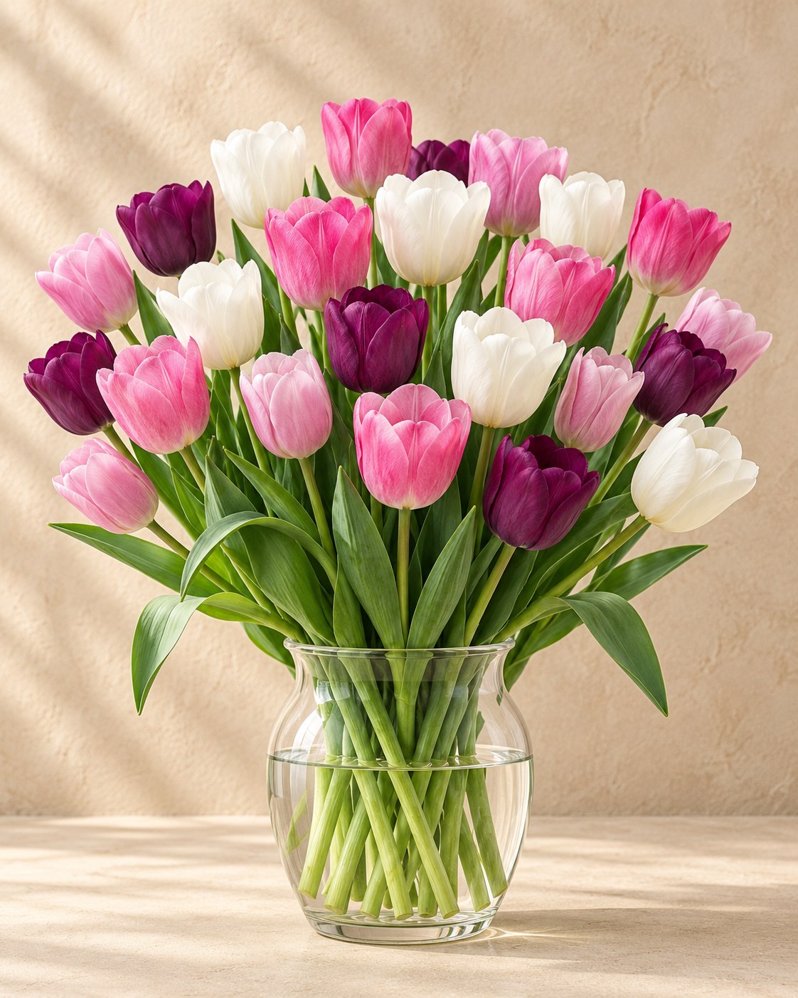 Tulpen Pastel mix in bloei in een vaas