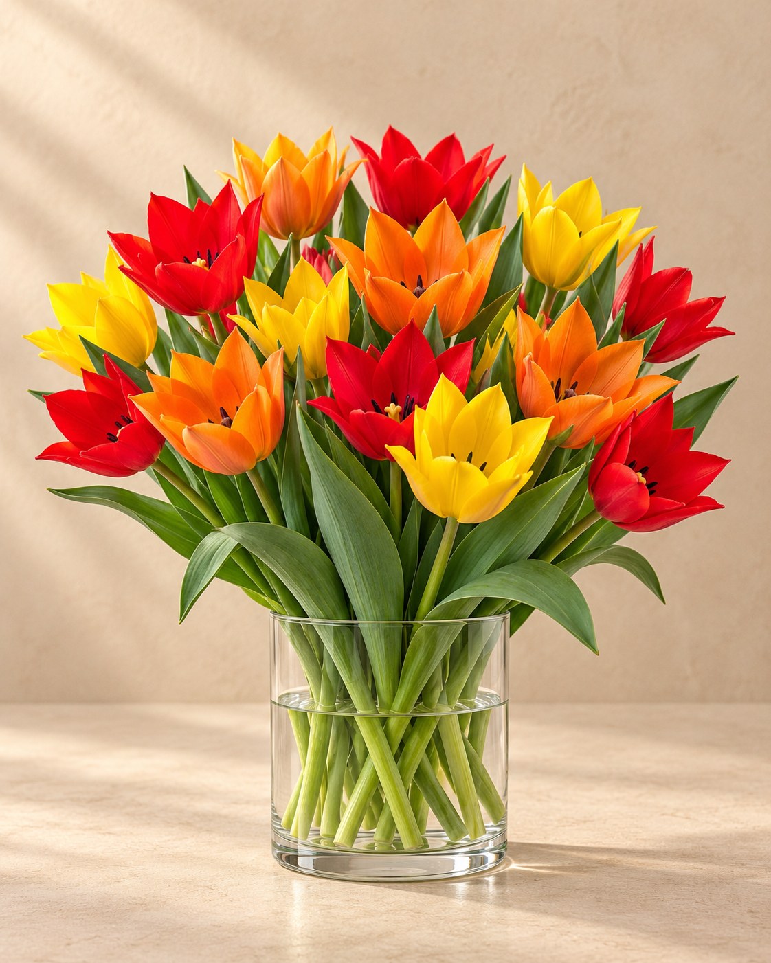 Tulpen Praestans mix in bloei in een vaas