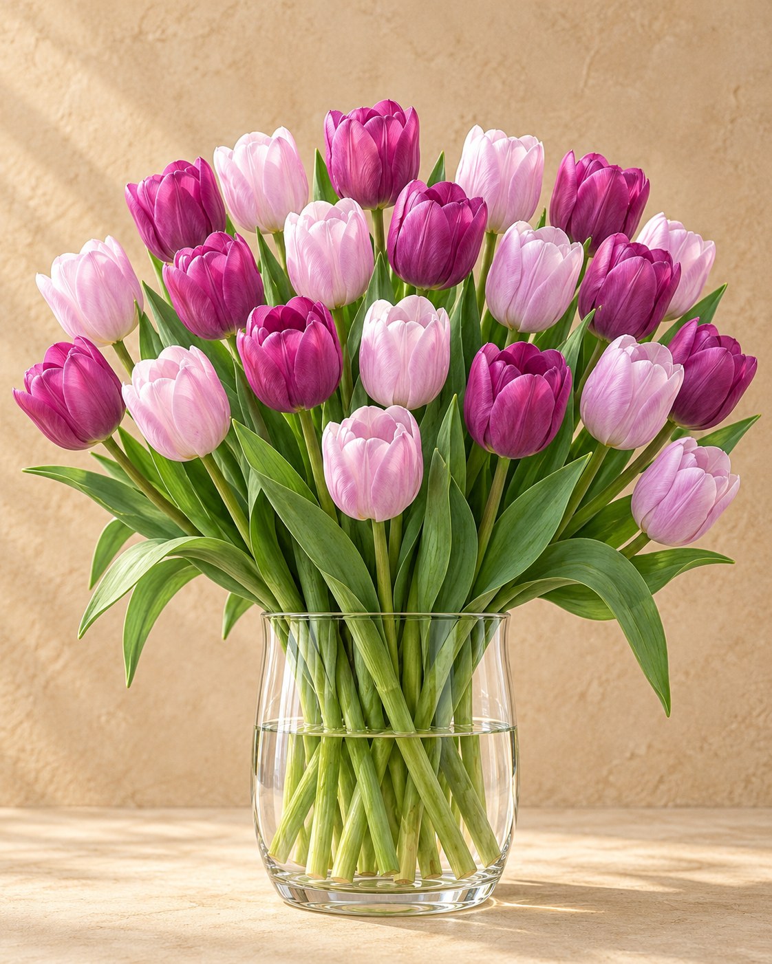 Tulpen Prince mix in bloei in een vaas