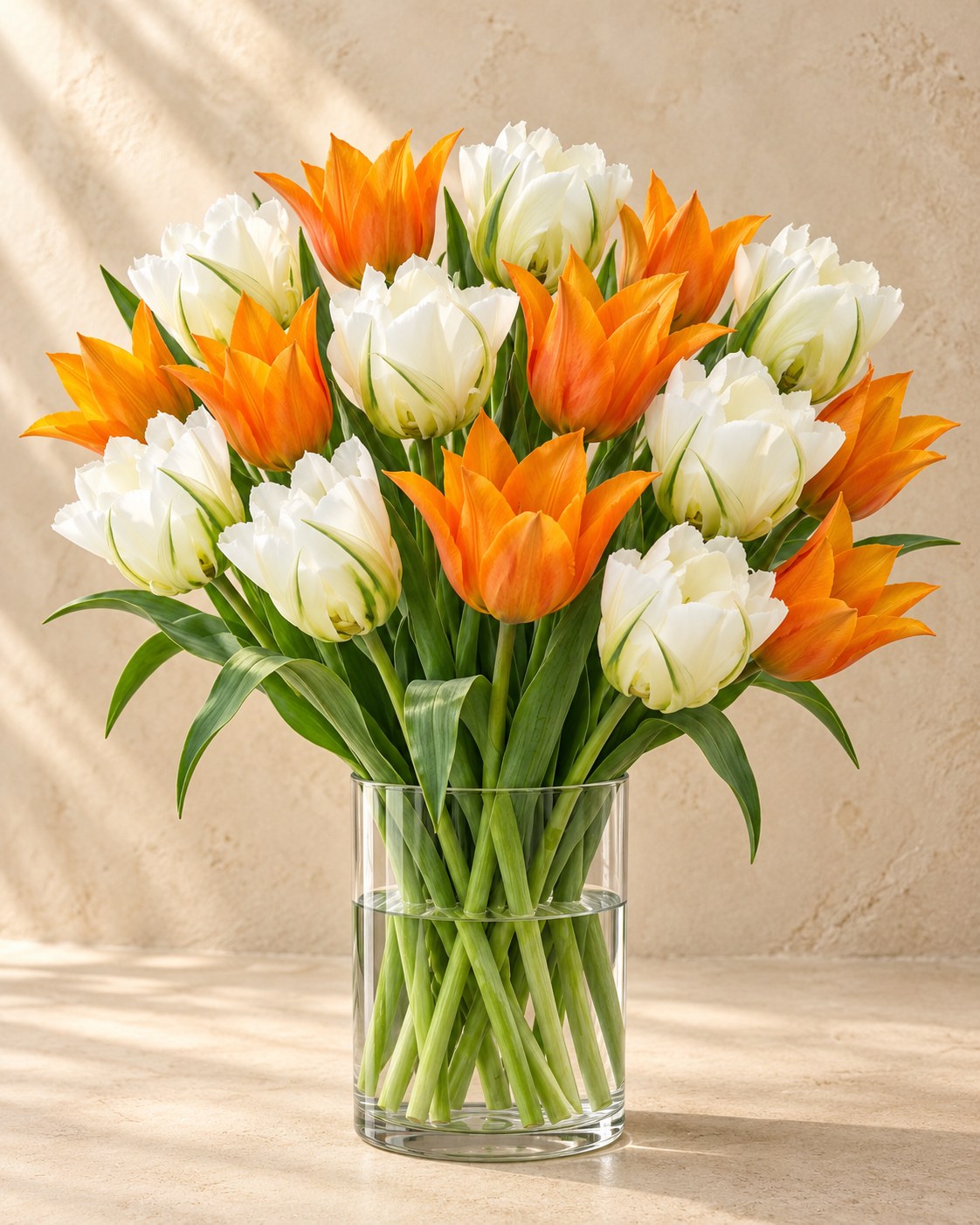 Tulipanløg Sunbath i blomst i en vase