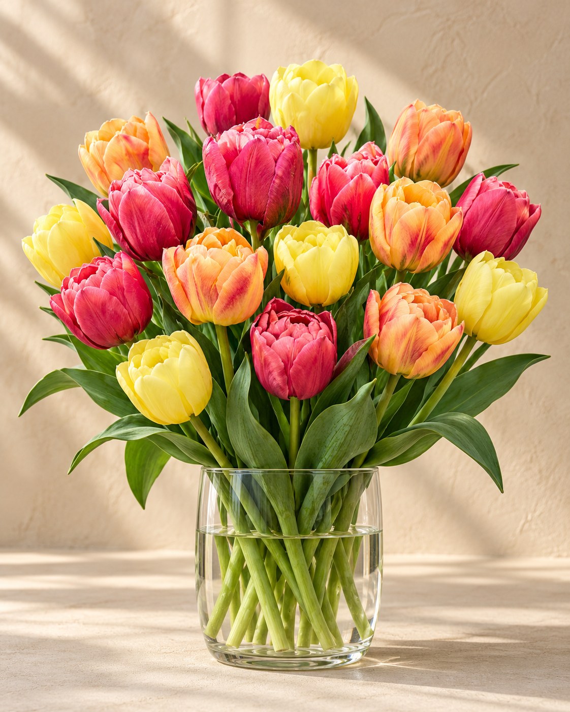 Tulpen Symbiosa mix in bloei in een vaas