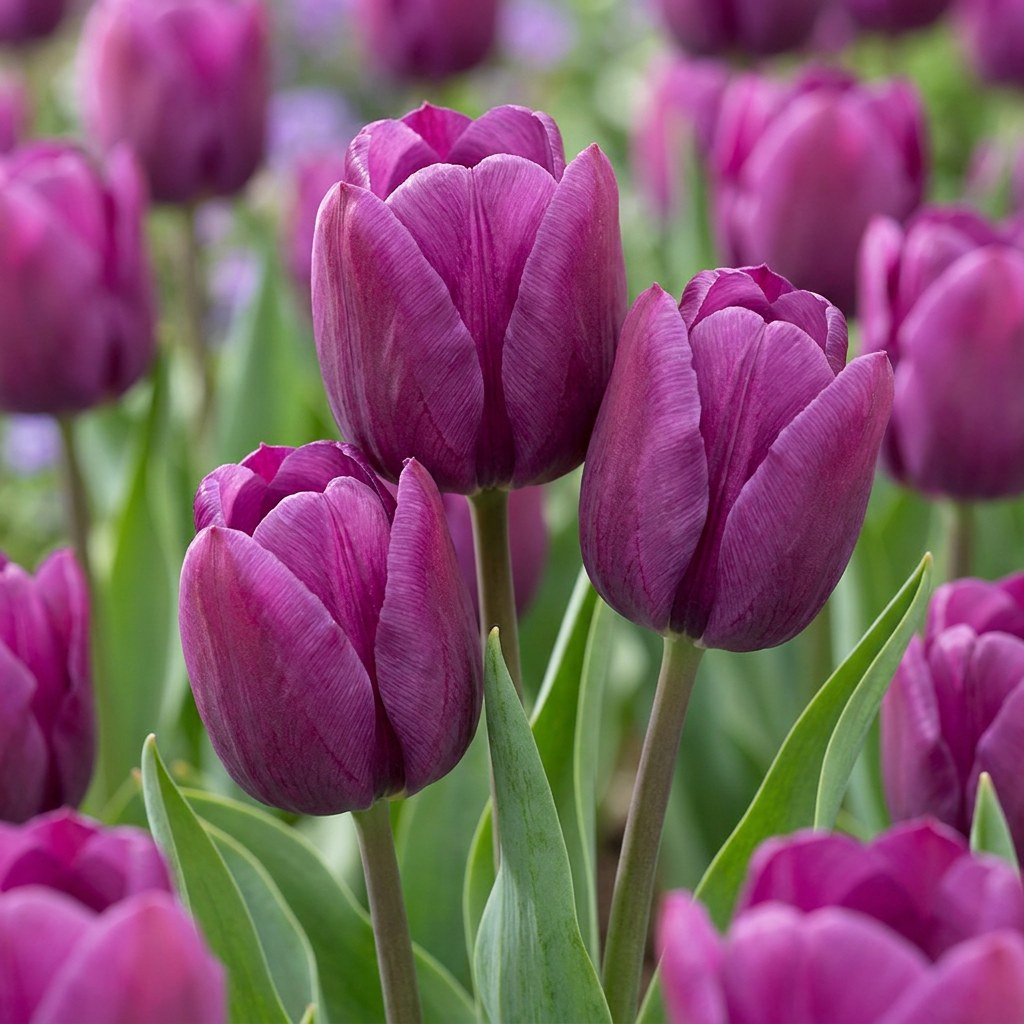 Tulpen Triumph Purple in bloei