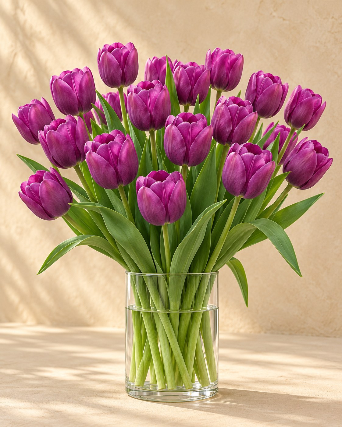 Tulpen Triumph Purple in bloei in een vaas