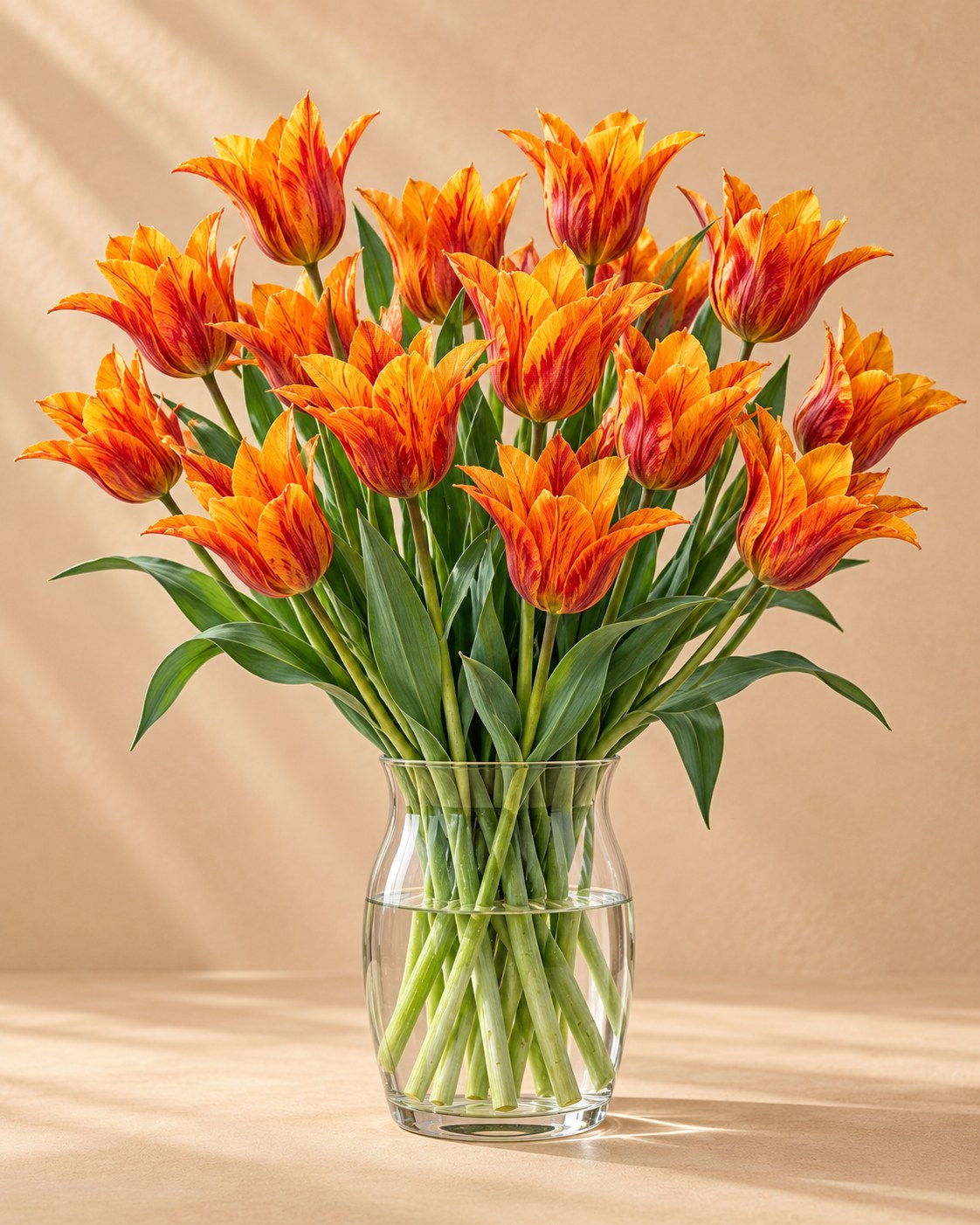 Tulpen Vendeeglobe in bloei in een vaas