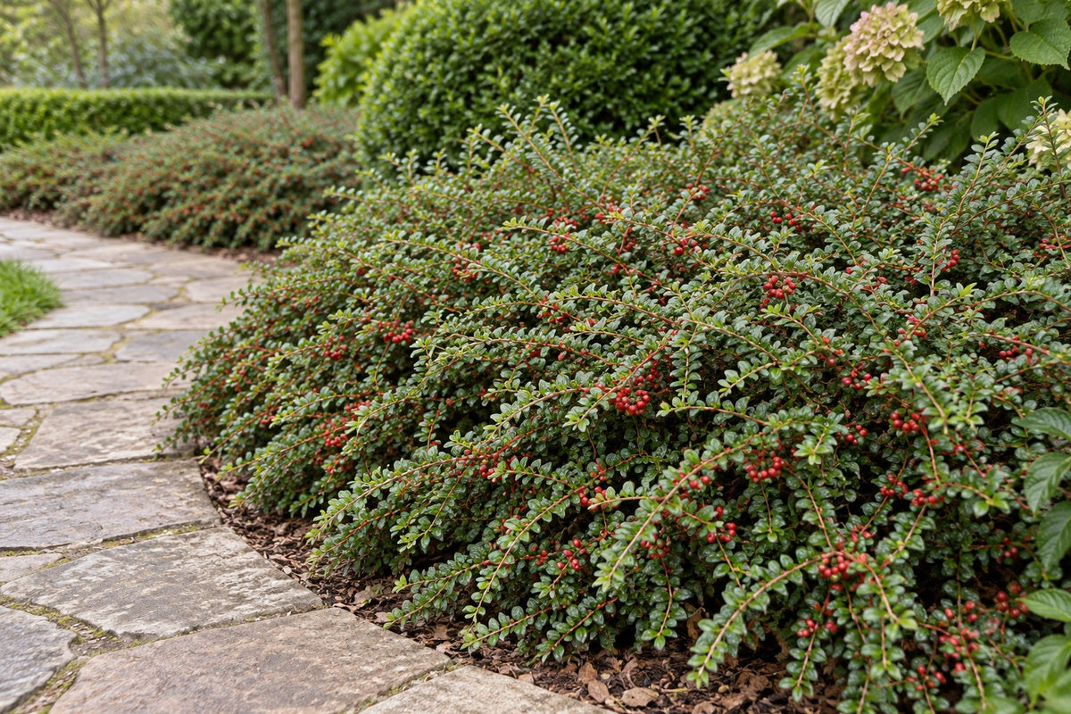 Fächer-Zwergmispel im Garten gepflanzt